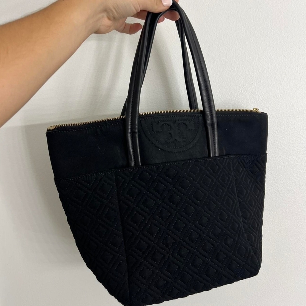 Tory Burch Black Quilted Tote